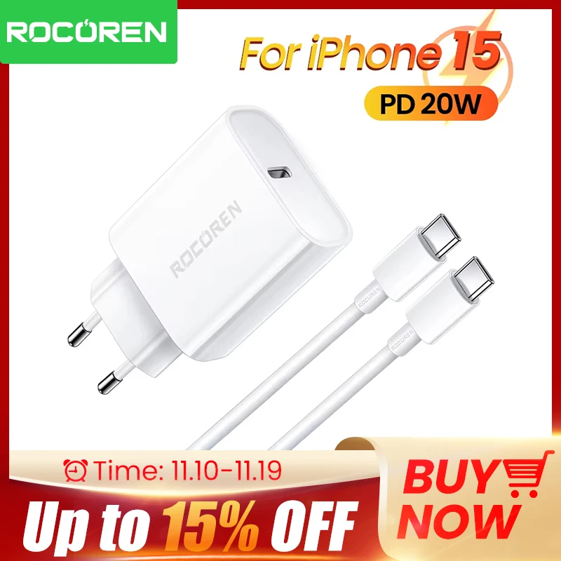 

Rocoren PD 20W GaN Charger Fast Charging USB Type C Charger PD QC Quick Charge 3.0 For iPhone 17 16 Pro Max Xiaomi mi Samsung