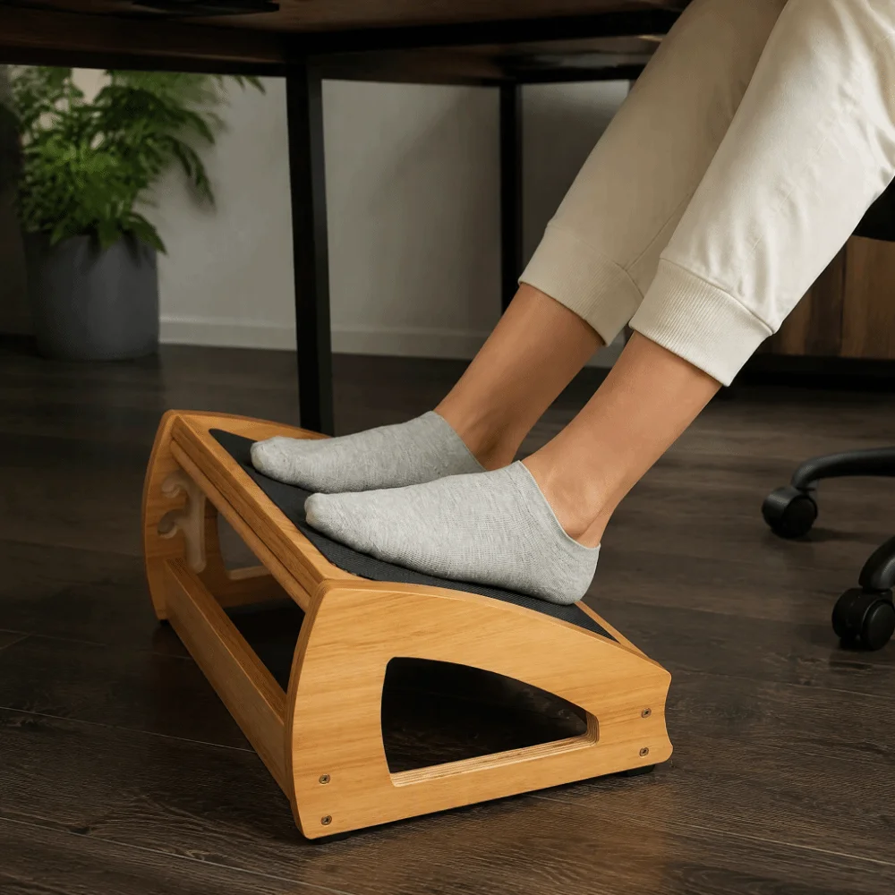 Pain Relief Portable Footstool Wooden Ergonomic Foot Stool Adjustable Desk Leg Rest Foot Rest Living Room