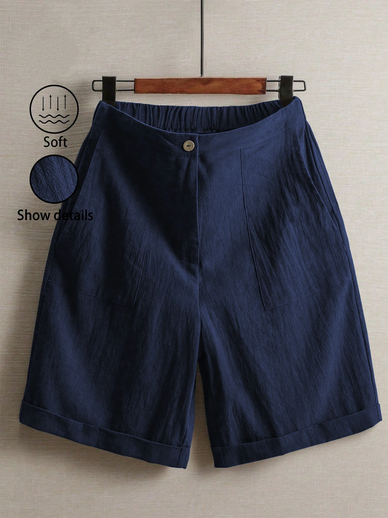 Sommerliche, leichte Damenhose mit fünf Taschen, weite, bequeme, gerade geschnittene Damenhose mit hoher Taille, modische Sport- und Freizeithose für den Außenbereich. – Detail 1