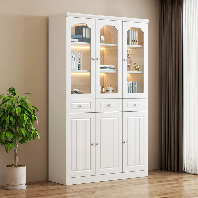 LH dust-proof bookcase, with glass door, floor-to-ceiling household free combination bookshelf - view 4