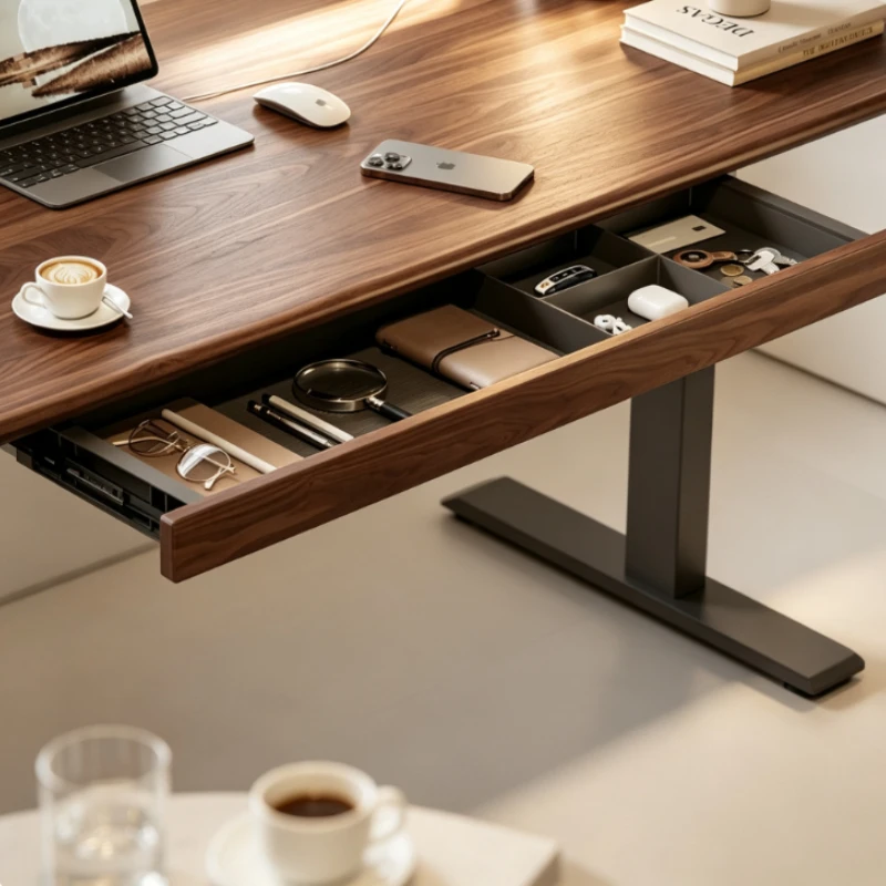 Sturdy Under Desk Drawer Organizer, Black Walnut Wood Standing Shelf product image
