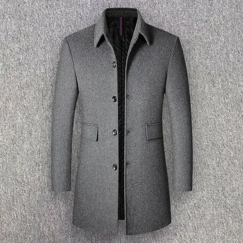 2025 Autumn and winter men's Korean version fashionable versatile loose mid to long style lapel windbreaker wool woolen coat