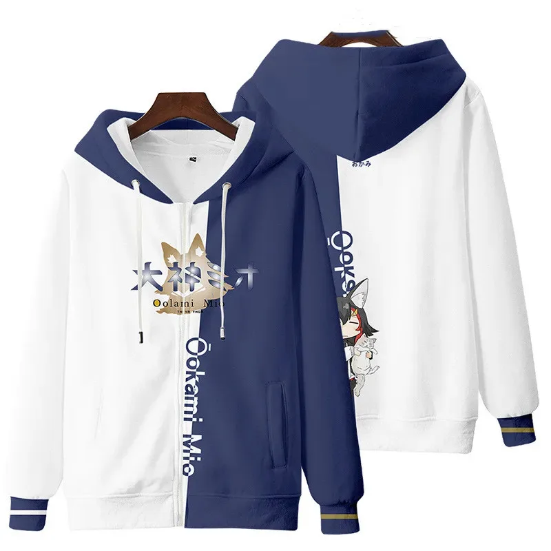 2025 11 VTuber Ookami Mio 3D 인쇄 남성/여성 가을 패션 후드 티 셔츠 긴 소매 Pollover Jacket Clothes