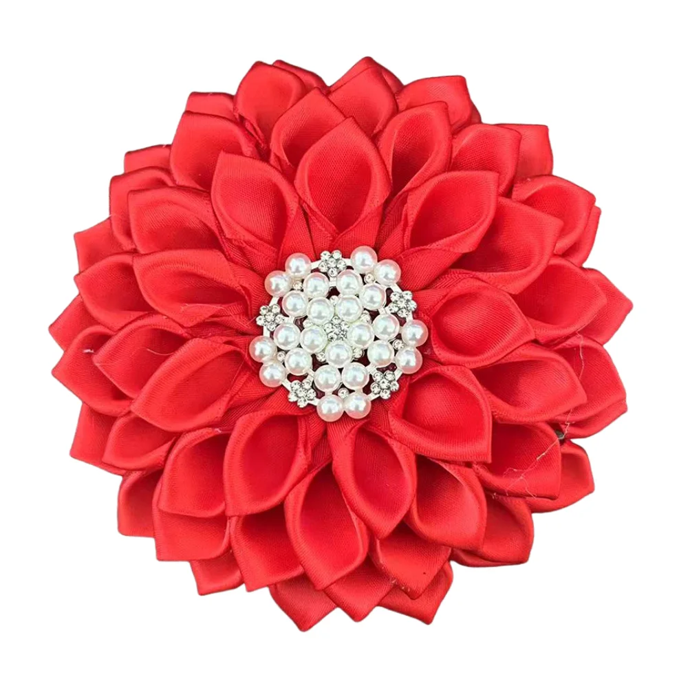 New pure red fabric satin flower accessories brooch jewelry