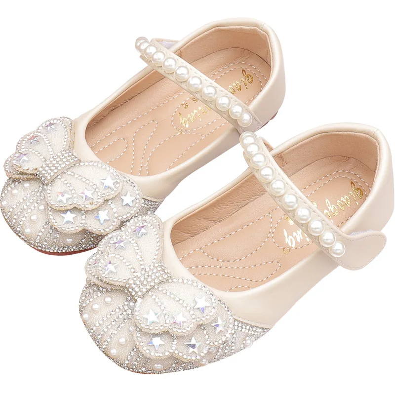 2024Girls Princess Soft-Soled Crystal Shoes Rhinestone New Soft Bottom XINGX Dancing Shoes