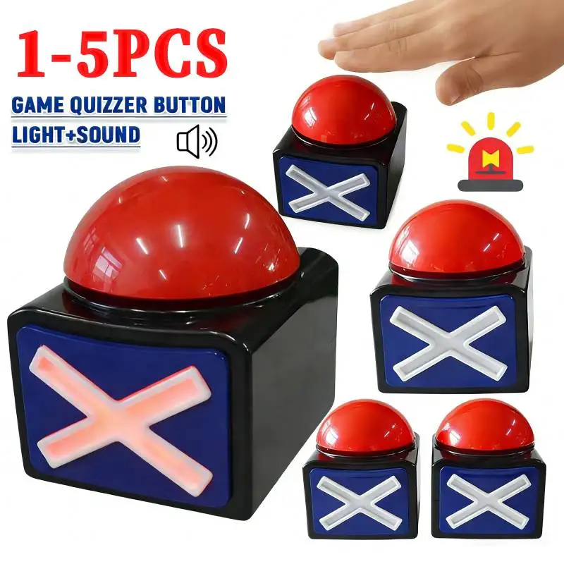 1-5 Pcs Game Buzzers with Sound Buzzer Button with Lights Game Show Buzzers for Family Quiz Game Buttons for Night & Club Game