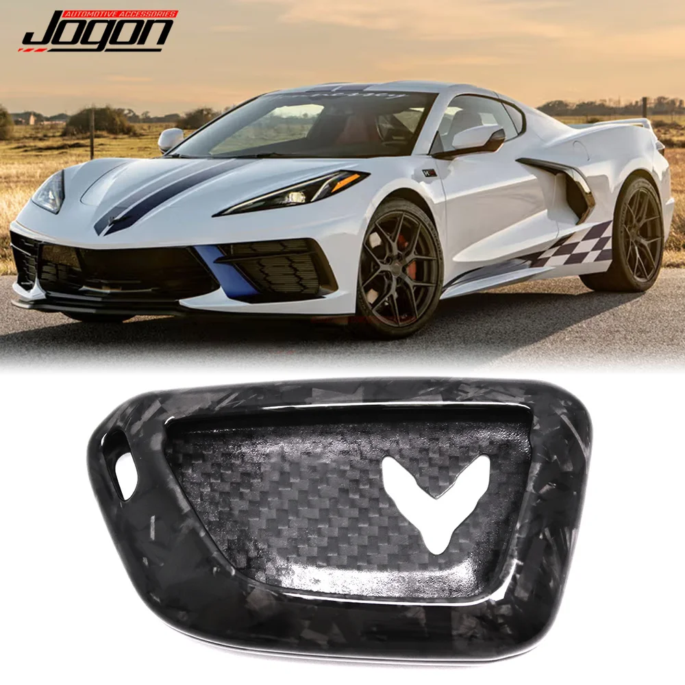 

JOGON Genuine Carbon Fiber For Chevrolet Corvette C8 Key Fob Case Cover 2020 2021 Red Keyless Entry Shell Trim Accessories