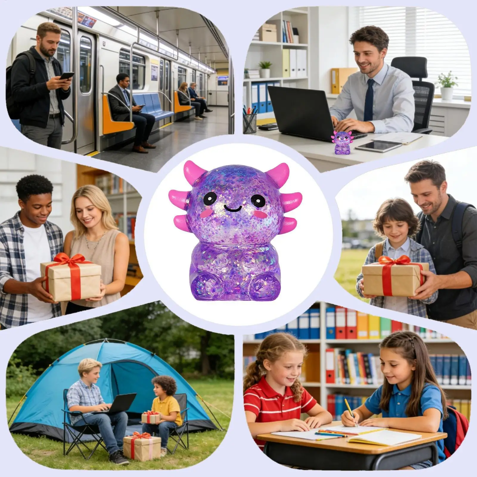 

Мягкие расслабляющие игрушки-антистресс с блестками в виде аксолотля для детей, подростков, взрослых и студентов