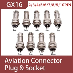 10 sets GX16 Cable Aviation Socket Plug Panel Connector 2/3/4/5/6/7/8/9/10 Pin quickly delivery