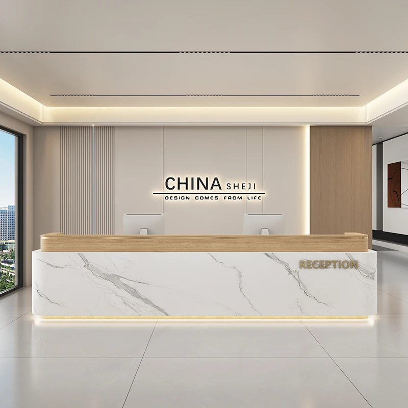 Executive Reception Desk Supermarket Beauty Counter Hotel Coffee Commercial Reception Desk Luxury Meuble Caisse Furniture HDH