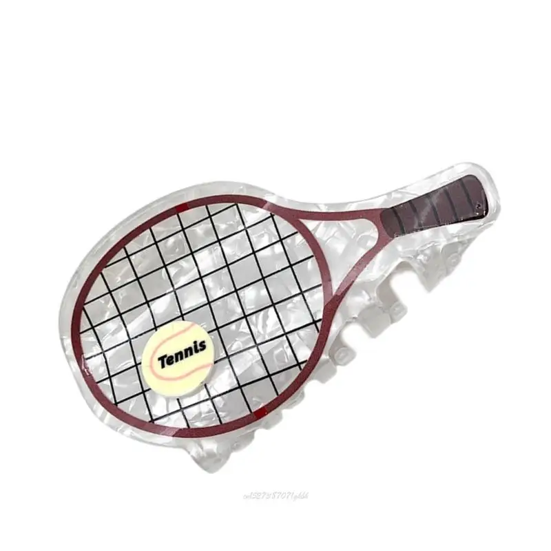 

X5XA Creative Tennis Racket Hair Clip Sports Design PVC Hairpin For Women Girls