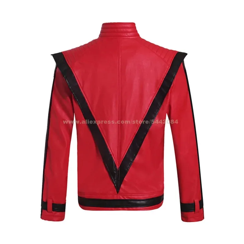 

AA wat MJ Michael Jackson Jacket Thriller Red Retro Leather Coat MTV Pants Collection Outwear Party Imitation Cost2025 New