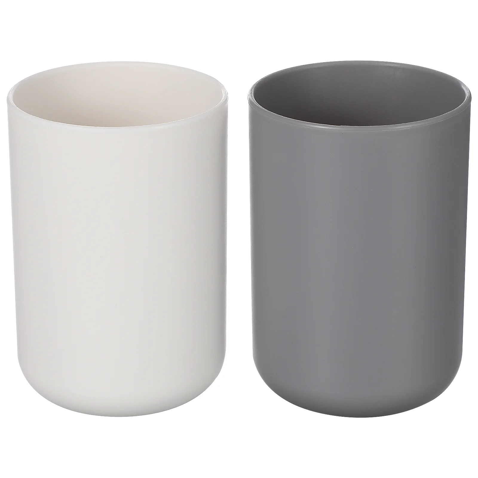 2pcs Plastic Toothbrush Tumbler Cups Creative Japanese Style Home Bathroom Cups (White and Grey) bathroom tumbler