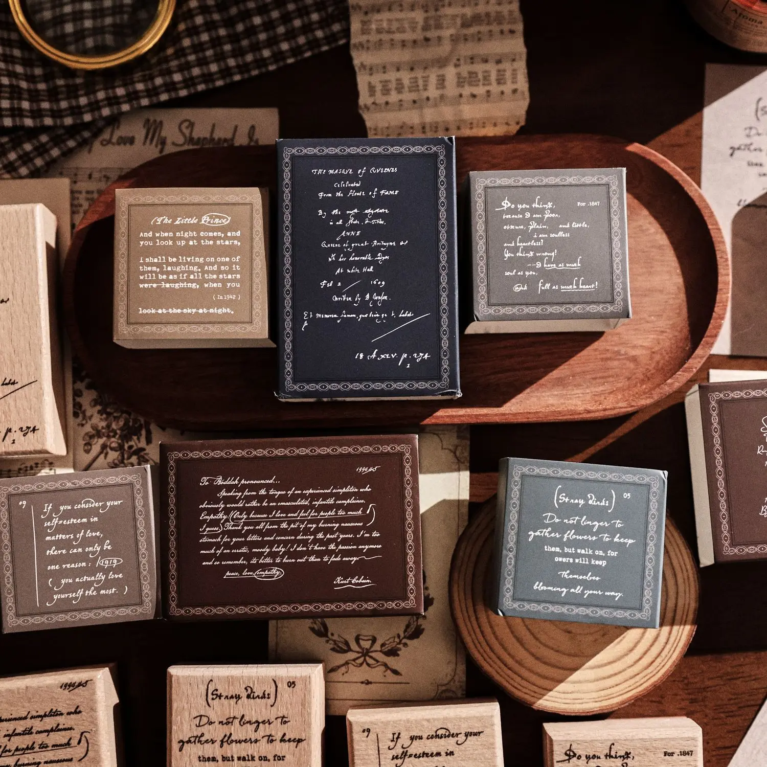 Vintage-Kunststil Gedicht- und Wortstempel aus Holz für Junk Journal, Scrapbooking, DIY-Hobby, Dekoration, Bastelbedarf