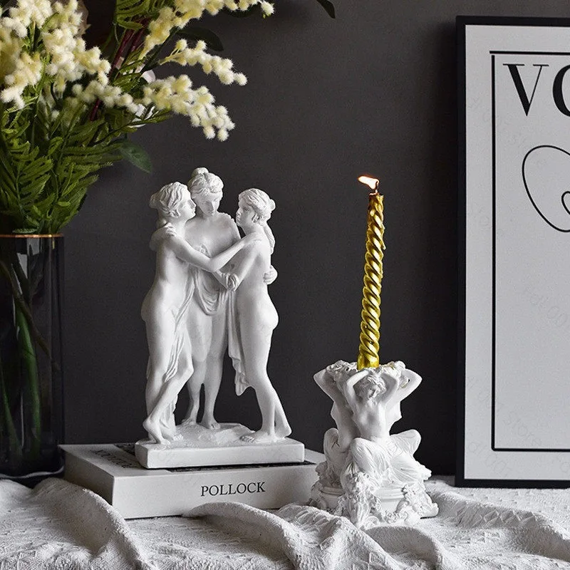 The Three Graces Statue Greece Antonio Canova Famous Sculpture Sexy Goddess Figure Crafts Home Living Room Hotel Decoration Art