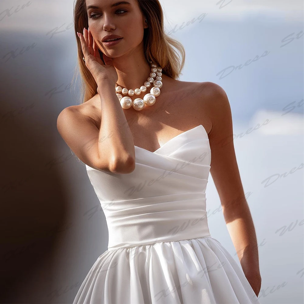 Vestidos de casamento cetim sereia para mulheres, fora do ombro, sem mangas, sem costas sexy, vestidos de noiva, sem costas, simples, elegante, lindo, novo