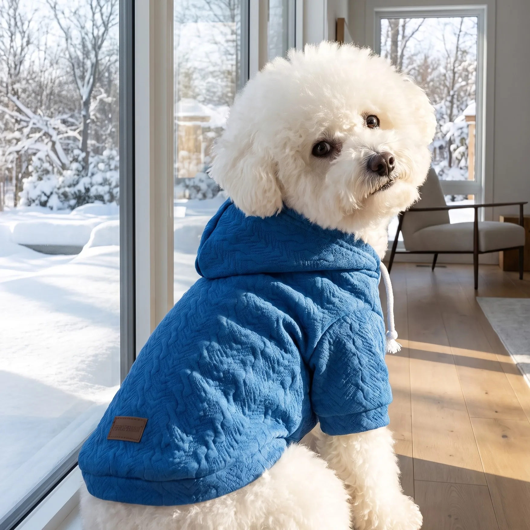 Hundeweste für Herbst und Winter, Plüschweste für Haustiere, Hundekleidung mit Liebesmotiv, Weste für Haustiere mit Zugriemen, dicke und warme Hundeweste. – Detail 11