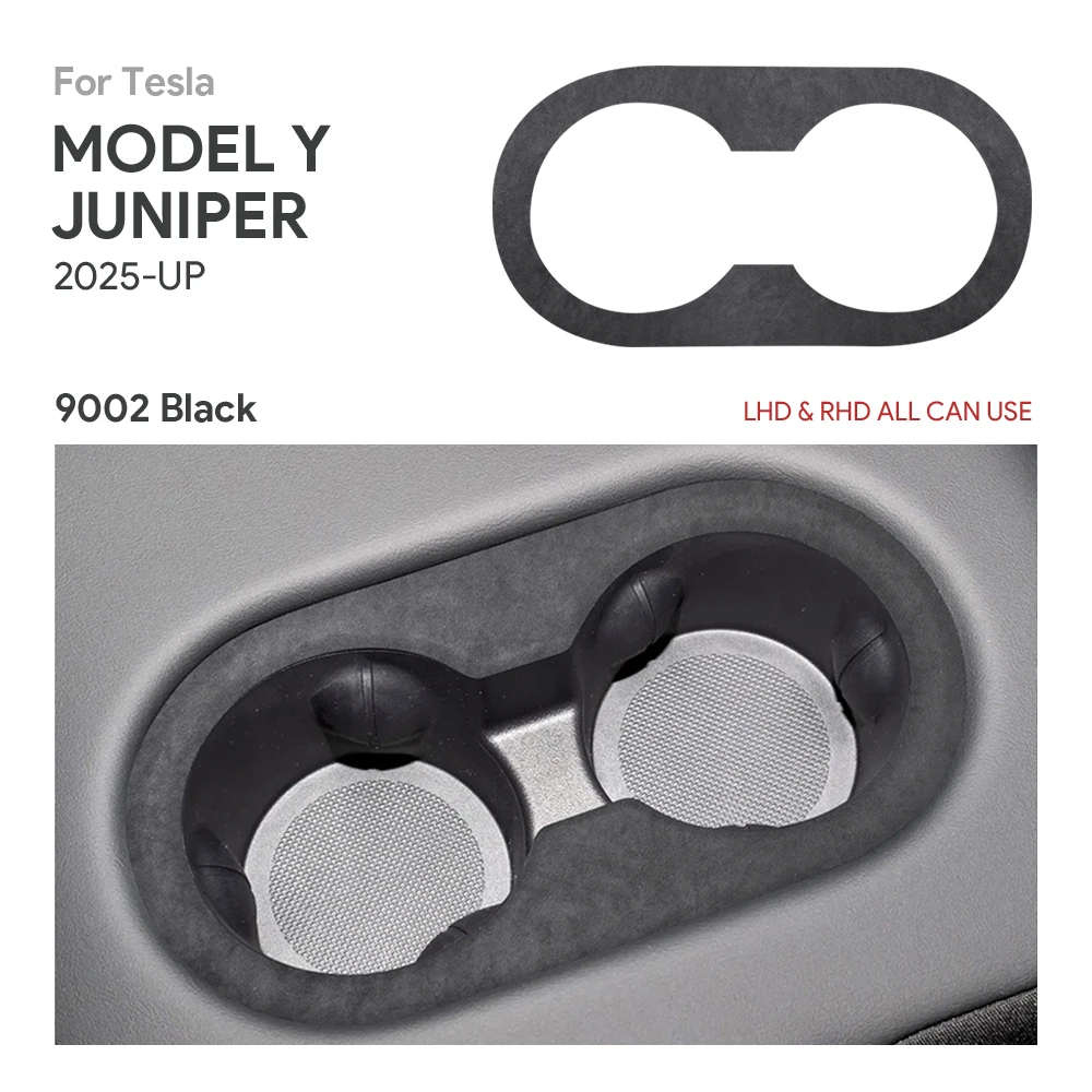 

Italian Premium Suede For Tesla Model Y Juniper 2025 Rear Seat Water Cup Holder Trim Stickers interior Protection Accessories