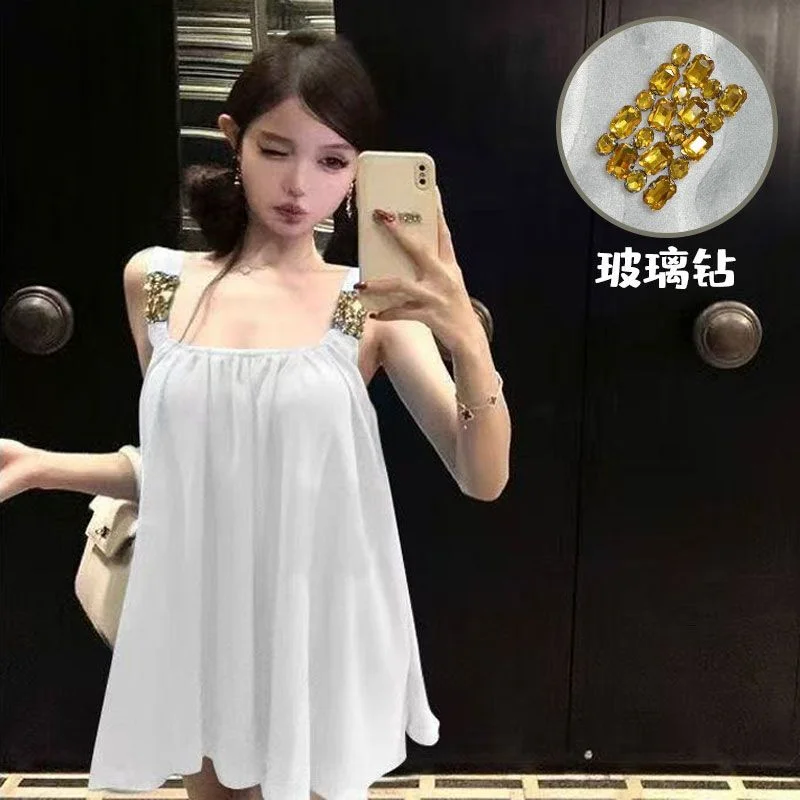 

Женское ярко-голубое свободное мини-платье на тонких бретелях, повседневное летнее короткое платье