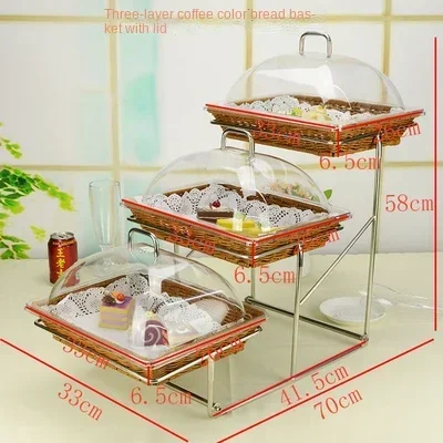 Hotel Fashion Creative Three-Layer Bread Dessert Fruit Basket Buffet Fruit Plate with Lid Multi-Layer Food Display Shelf