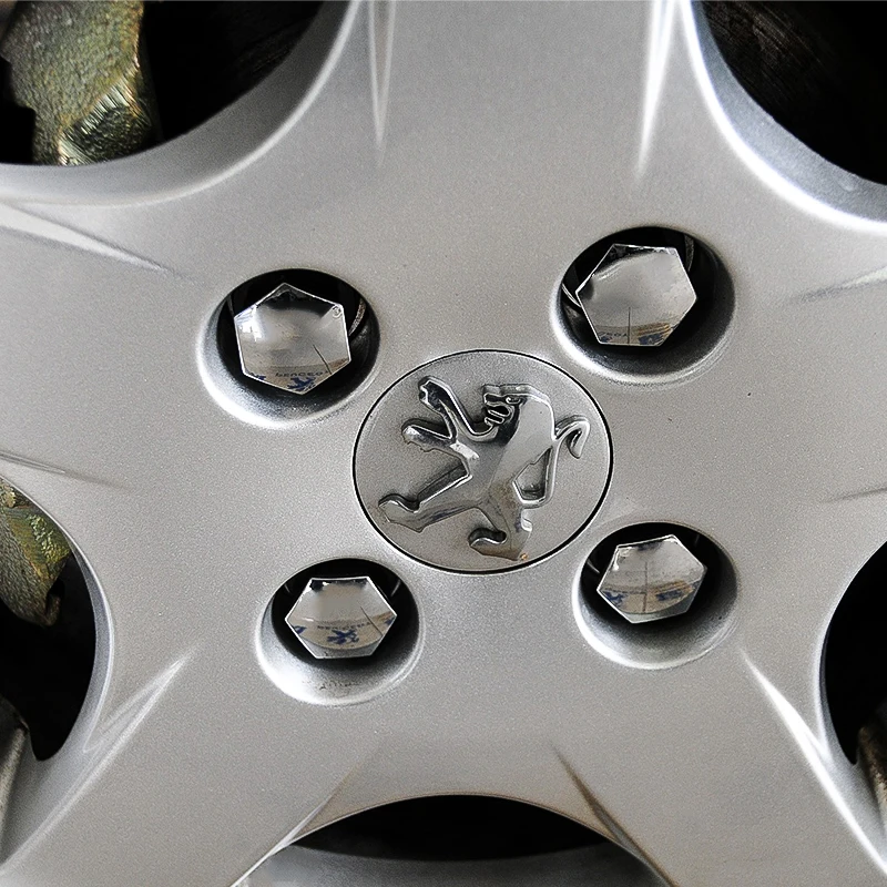 60mm 4 PCS Car Wheel Center Caps badge hubcap sticker  For Peugeot 206 307 308 3008 207 208 SW 407 508 2008 5008 107 106 205