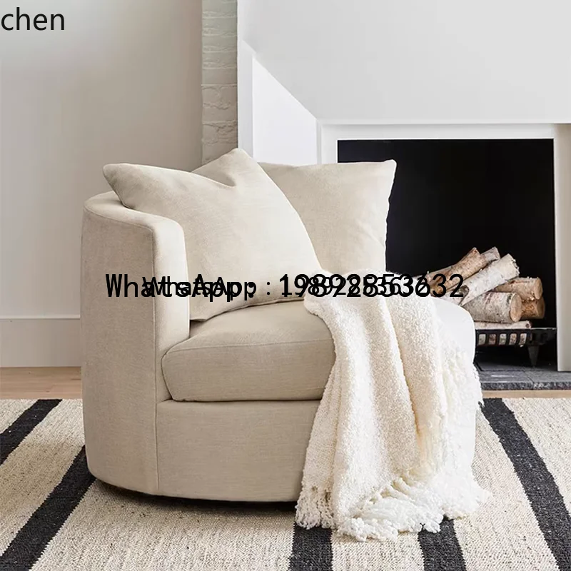 CB1 Luxuriöser Runder Einzelsessel für Wohnzimmer und Schlafzimmer, Drehbarer Relaxsessel, Wohndekorationszubehör