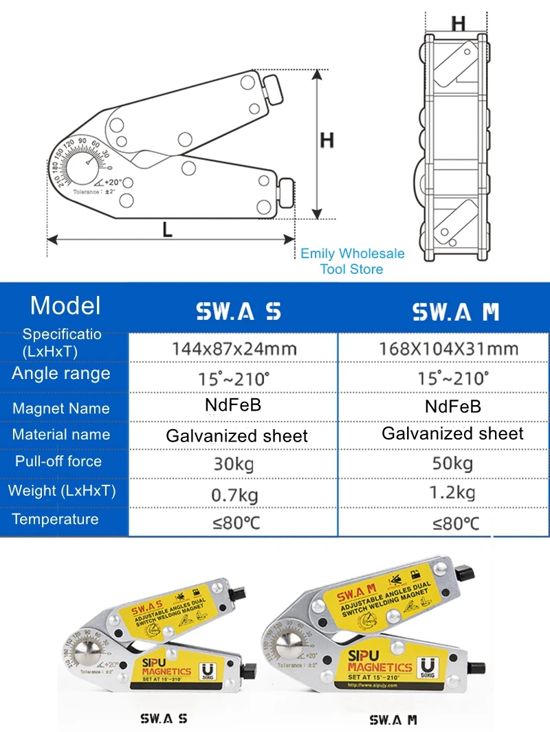 Magnetic Welding Fixing Aid 90 Degree Right Angle Factory Welding Artifact Beveled Angle Multi-Angle Switch Positioner