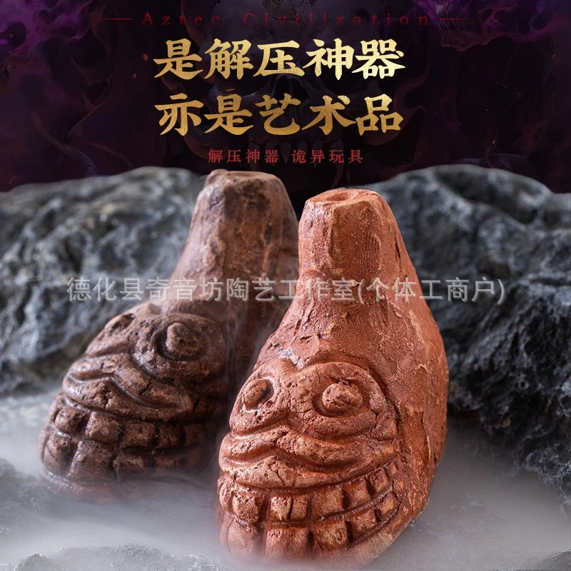 Aztec Death Whistle Skull Loud Screaming Sound Prank Prop for Camping Emergency or Battle Tool of Authentic Halloween Decoration
