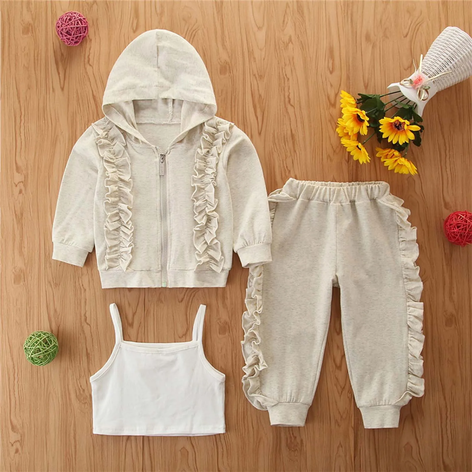 Autumn Winter Sweatsuits Fashion Baby Girl Children's Clothes For Casual Hooded Long Sleeved Three Piece Sets Baby Girls Clothes