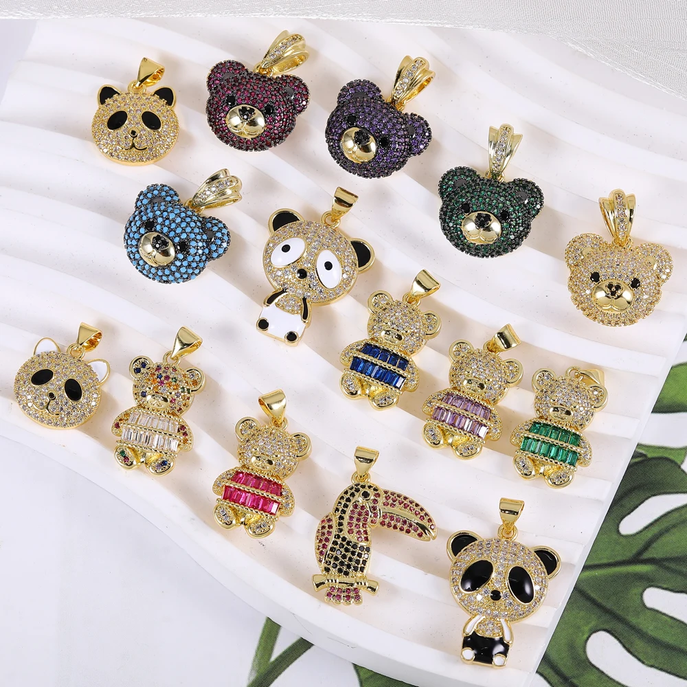 Juya DIY 18 Karat echt vergoldet cz Kupfer Leopard Panda Bär Tiger Charms für handgemachte Weihnachten Frauen Anhänger Schmuck herstellung – Detail 2