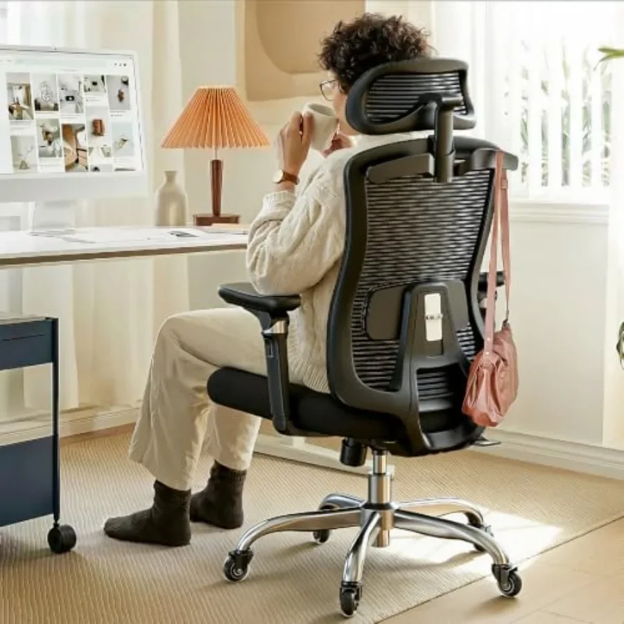 Ergonomic Office Chair for Home and Office Use, Mesh Back and Seat in Black, 6D Adjustable Armrest and Dynamic Lumbar Support