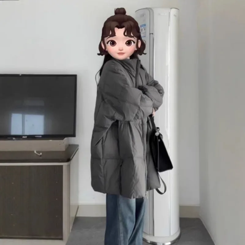 The New Down Cotton-padded Jacket Women Winter Mid-length Korean Style Loose Knee-length Thickened Cotton-padded Jacket Trendy