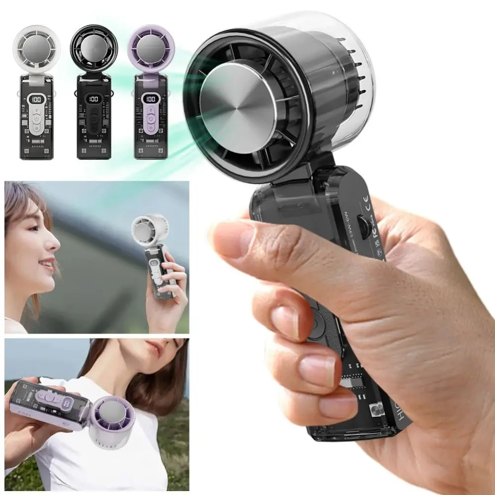 

Foldable Personal Cooling Fan Portable LED Display Mini Handheld Fan 12H Long Battery Life 100 Speeds Electric Mini Turbo Fan
