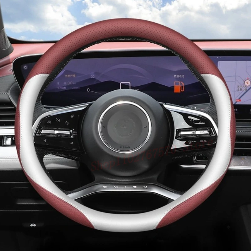 

For Buick LaCrosse Century GL8 Nappa Leather Steering Wheel Cover Non-slip Durable Four Season Universal Car Interior Accessory