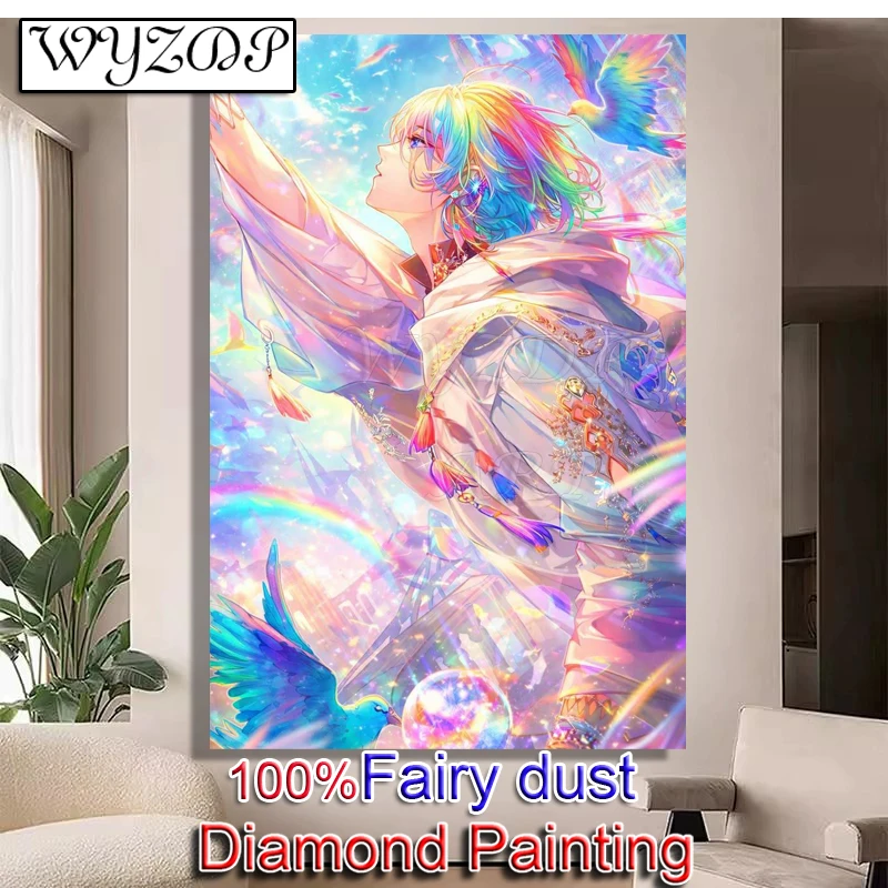 100% Fairy Dust Diamond Painting Kits Cartoon Boy Square Mosaic Embroidery Wall Art Cross Stitch Diamond Art Full Crystal Decor
