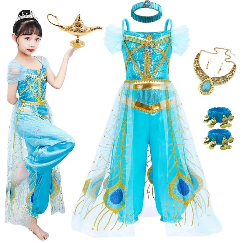 

❤2026❤ Halloween Costume Jasmine Cosplay Clothes Children Arabian Folklore Magic Lamp Princess Cosplay Outfits Tops And Tailed ❤