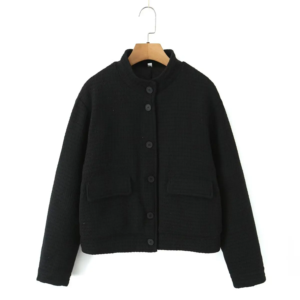 

ЖЕНСКАЯ мода 2021, осенняя новая куртка в европейском и американском стиле с грубой квадратной подкладкой, топ с воротником и длинными рукавами, верхняя одежда Mujer