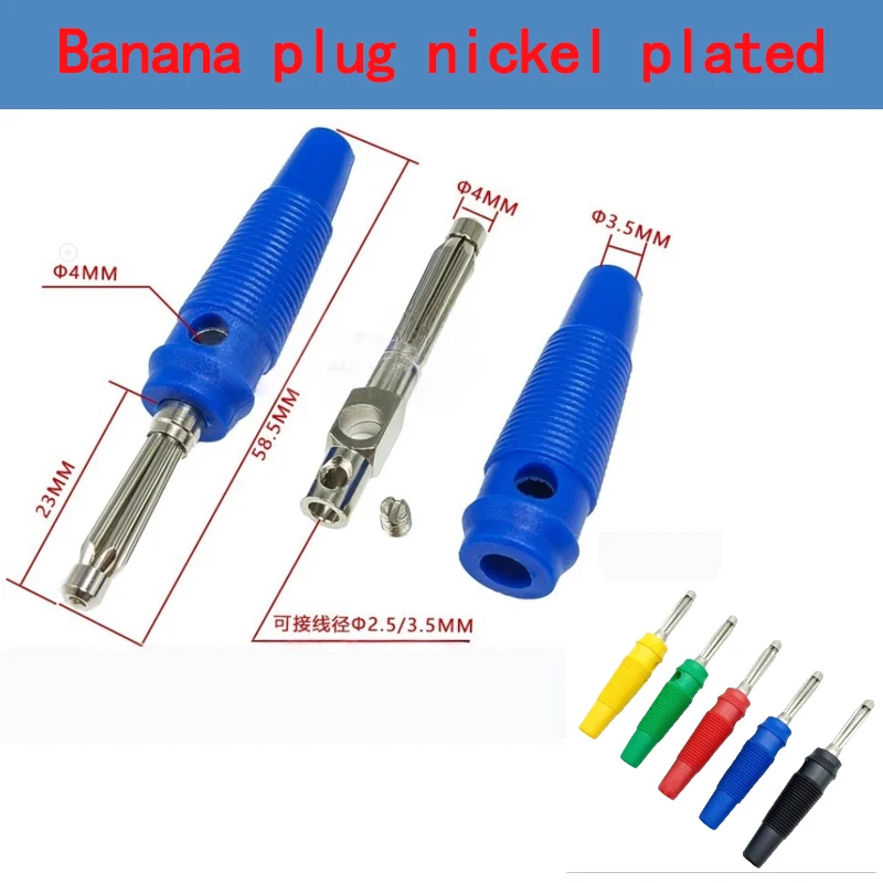 

10PCS 4mm 32A Solderless Side Stackable Banana Plug for Arrival High Reliable Electronic Component Audio Speaker Connectors
