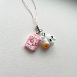 Strawberry Cow Phone Charm Cute Aesthetic Gift Accessories y2k