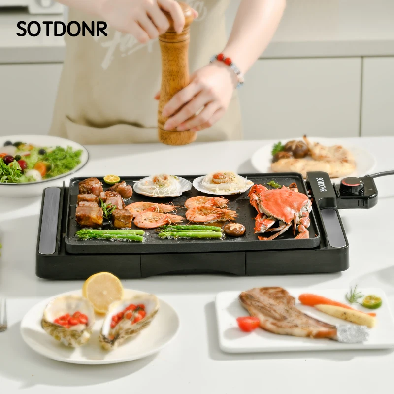 

SOTDONR Electric Pan Household Multifunctional Grill Pan Non-stick Electric Indoor Kebab Machine Electric Grill Pot