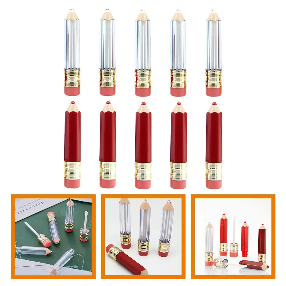 

10Pcs Empty Lipstick Tubes Pencil Lip Balm Containers DIY Portable Lip Gloss Bottles Cute Travel Friendly Makeup Holders