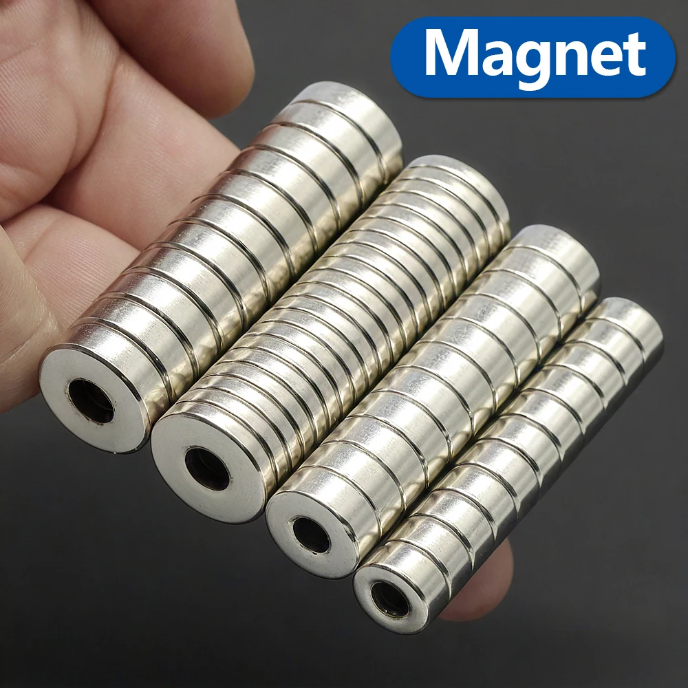 Powerful Neodymium Magnet N35 NdfeB Permanent Magnetic imanes Round With Holes Super Strong Fridge Magnets 8x3-3 12x3-4 15x5-5mm