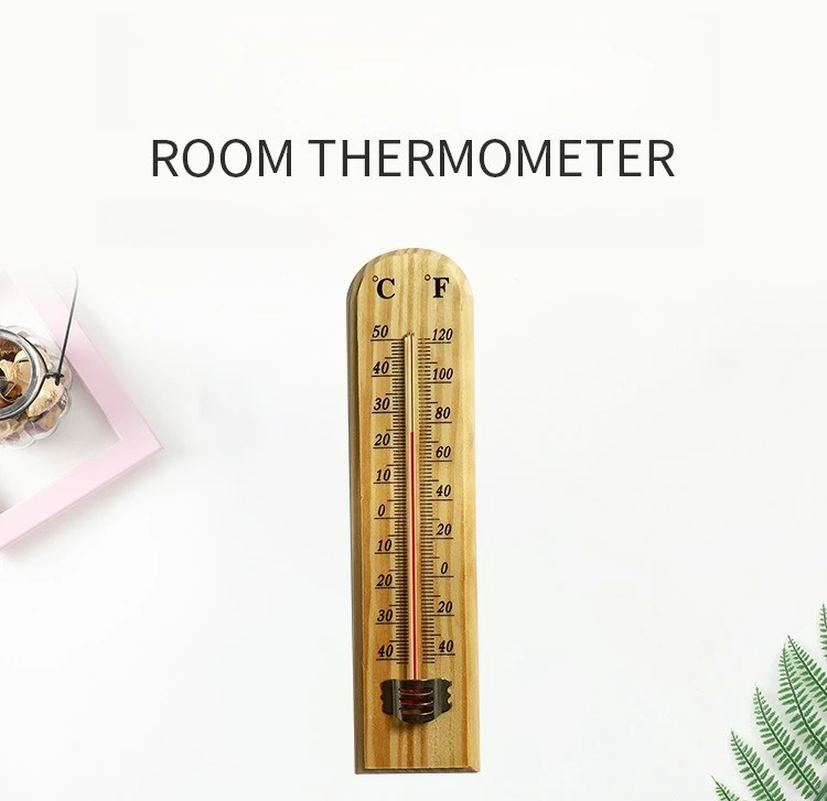 Termómetro para colgar en pared de madera -40 ℃ +50 ℃ /-40 ℉ +120 ℉   Termómetro para controlador de temperatura de cría de invernadero de jardín al aire libre