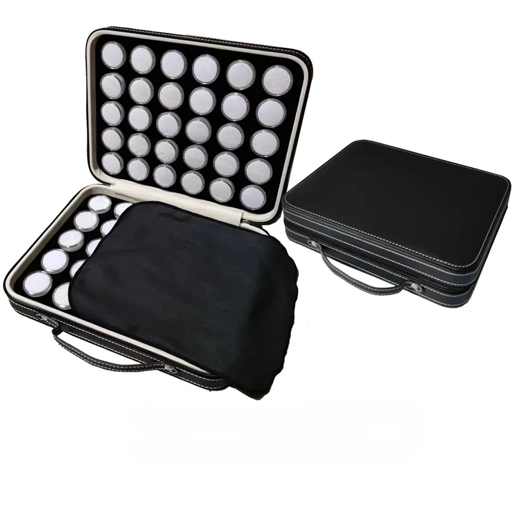 Transparent round Loose Diamond Storage Box Travel PU Case for Gemstone Charms Piercing Jewelry Display Beads Gem Case