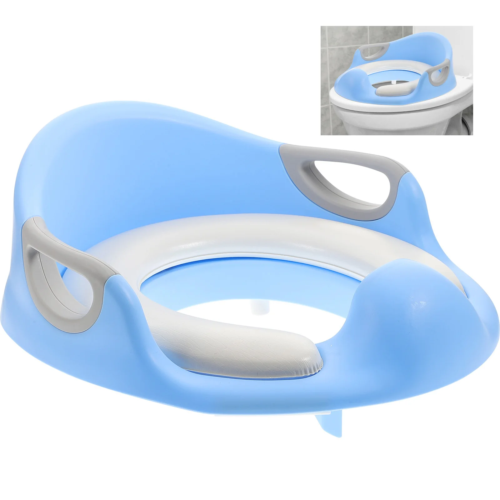 

1pc Children Toilet Seat Potty Training Lovely Design Premium Material Large Handles Anti Use Blue Toddler Seats