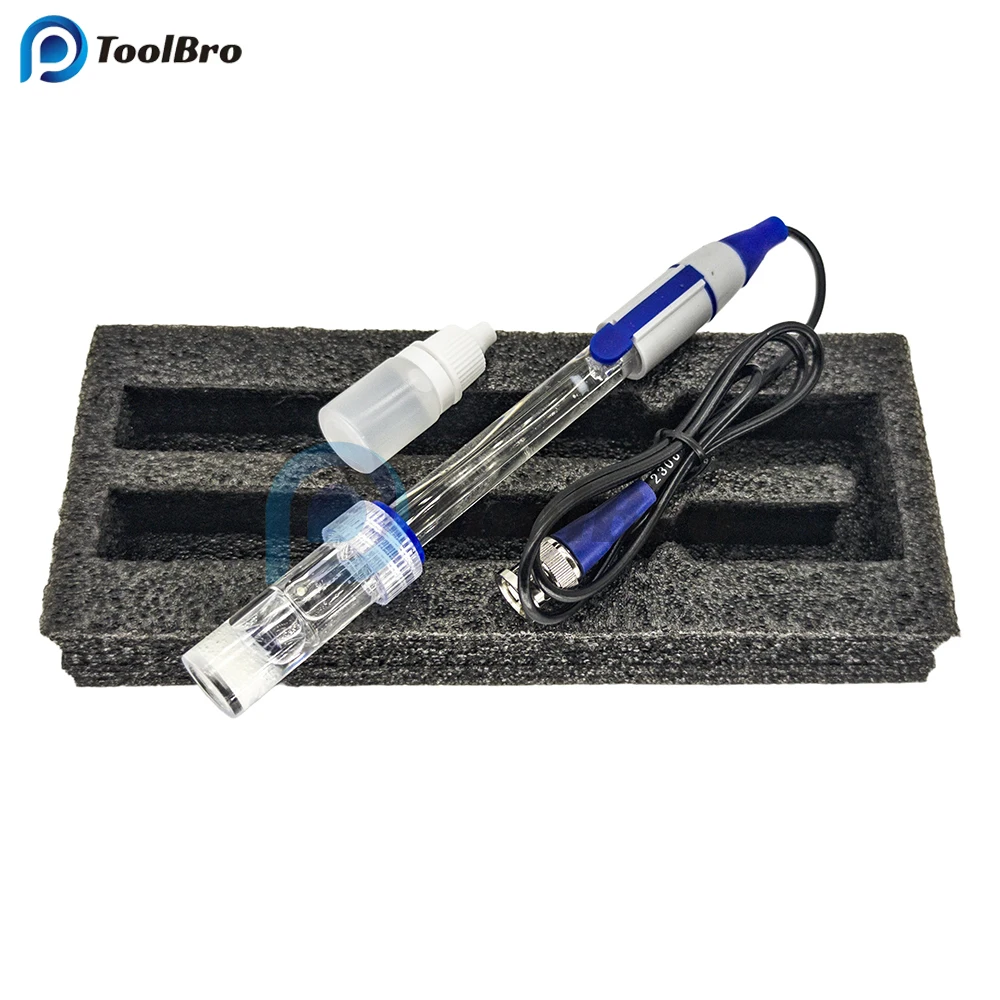 E-7505-C Rechargeable Glass PH Electrode Probe BNC Connector 2-12 pH Ag AgC1 for Pure Water Strong Acid Alkali