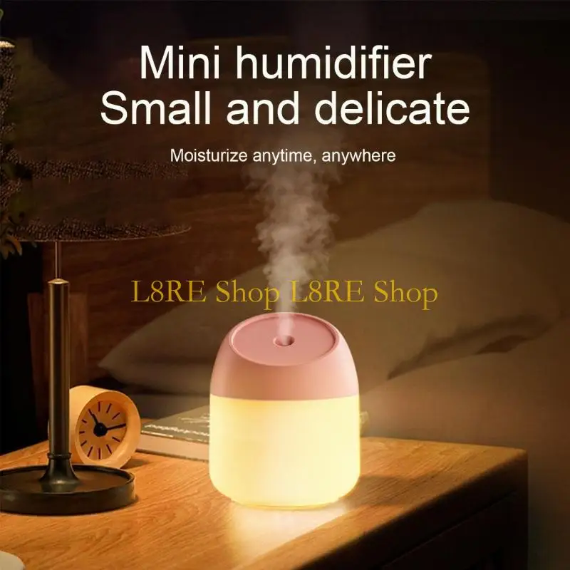 L8RE LED 야간 램프 가습기 250ml 아로마 에센셜 오일 디퓨저 미니 쿨 미스트 가습기 2 안개 모드 미스트 메이커
