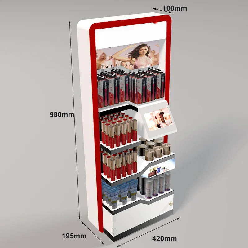 Customized retail acrylic floor display shelf perfume cosmetics accessories