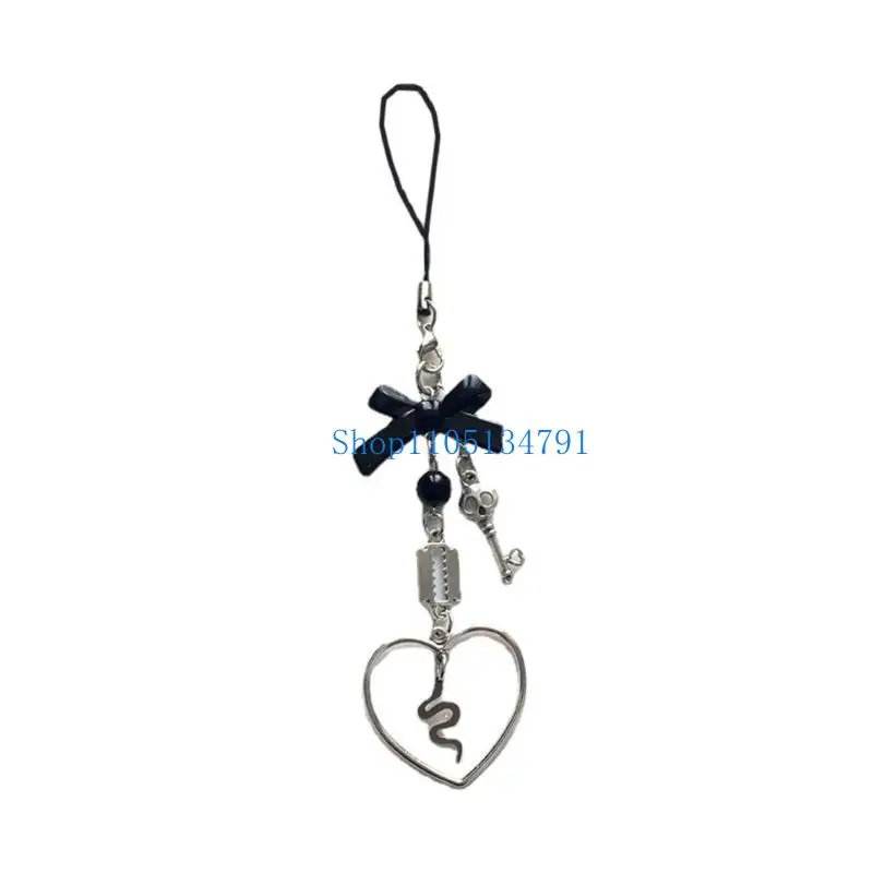 98km Cross-Bow Skull Chain Phone Charm Anti-lost Y2K Cellphone Strap Hanging-Cord