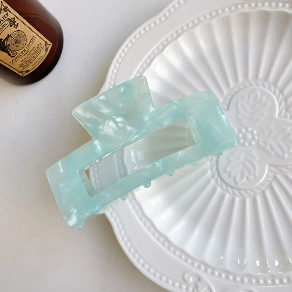 

French Style Rectangular Hollow Hair Claw Leopard Print Large Size Acetic Acid Hair Clip Headwear Colorful Shark Clip Female